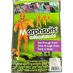 New Morphsuit Costume Size Large Bodysuit Pumpkin Halloween Scary Party Cosplay